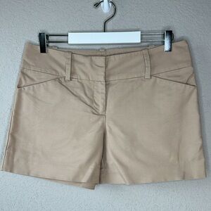 Ann Taylor Factory Signature Flat Front Cotton Spandex Blend Tan Shorts Size 4